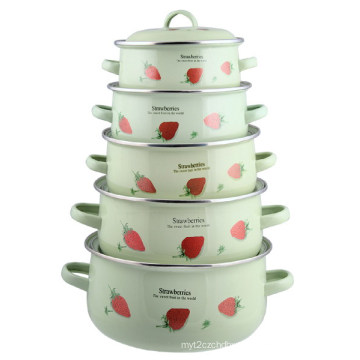 5PCS Set Enamel Casserole with Decals 675 D/dB